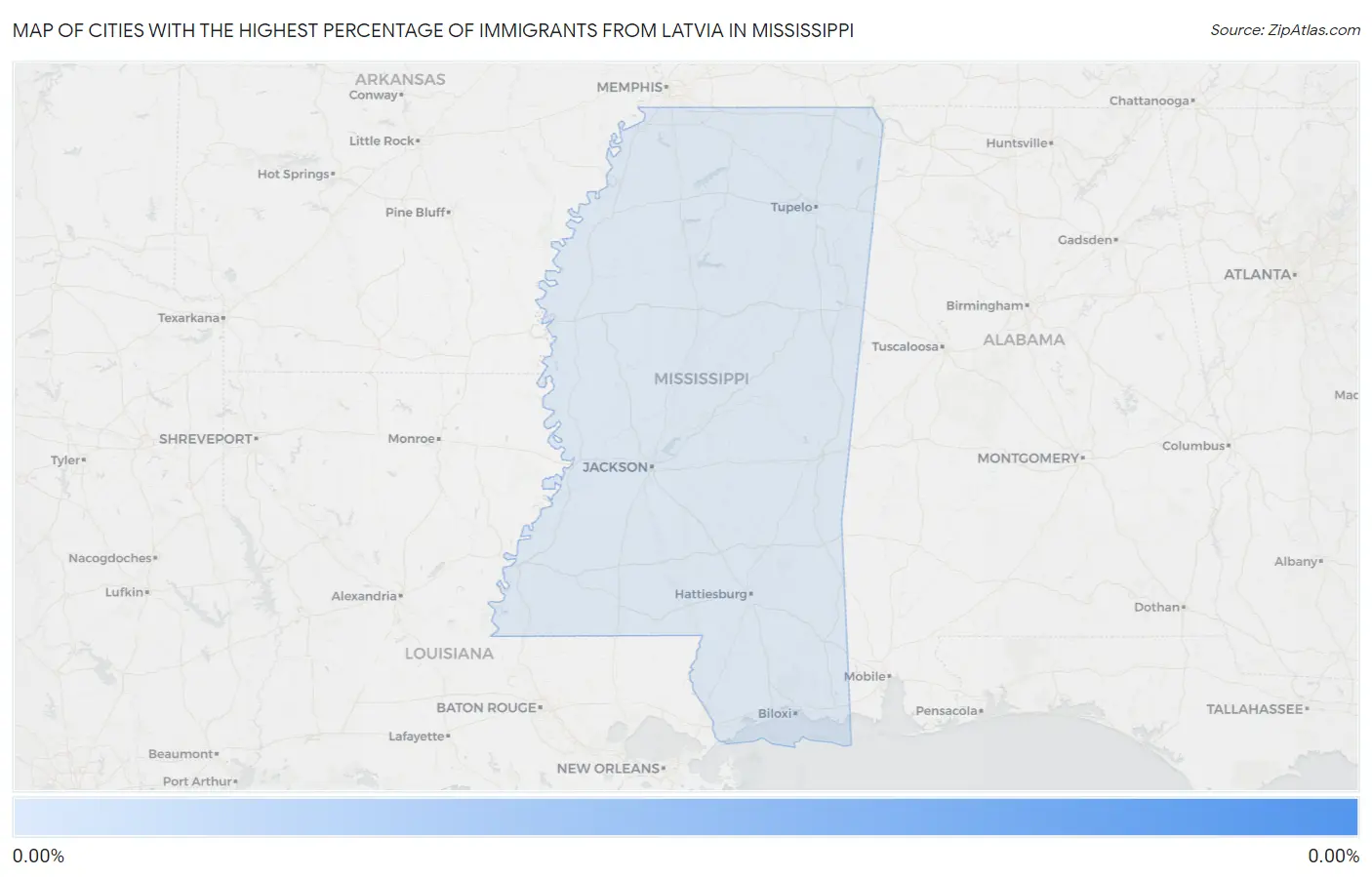 Cities with the Highest Percentage of Immigrants from Latvia in Mississippi Map