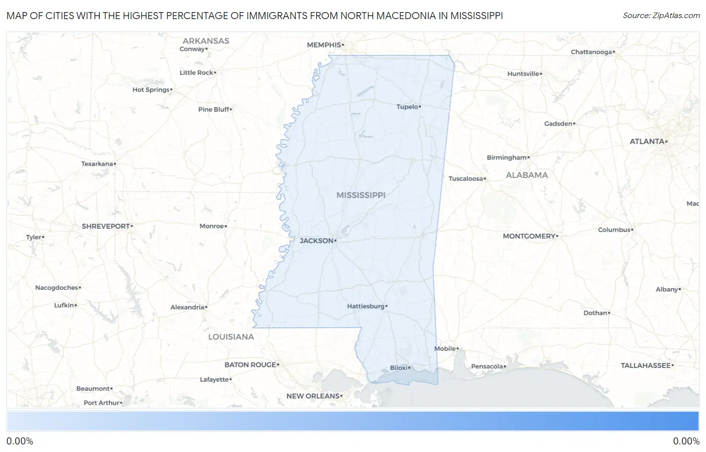 Cities with the Highest Percentage of Immigrants from North Macedonia in Mississippi Map