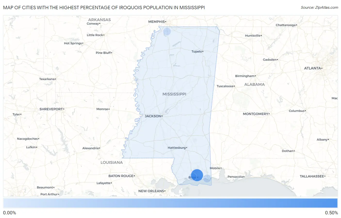Cities with the Highest Percentage of Iroquois Population in Mississippi Map