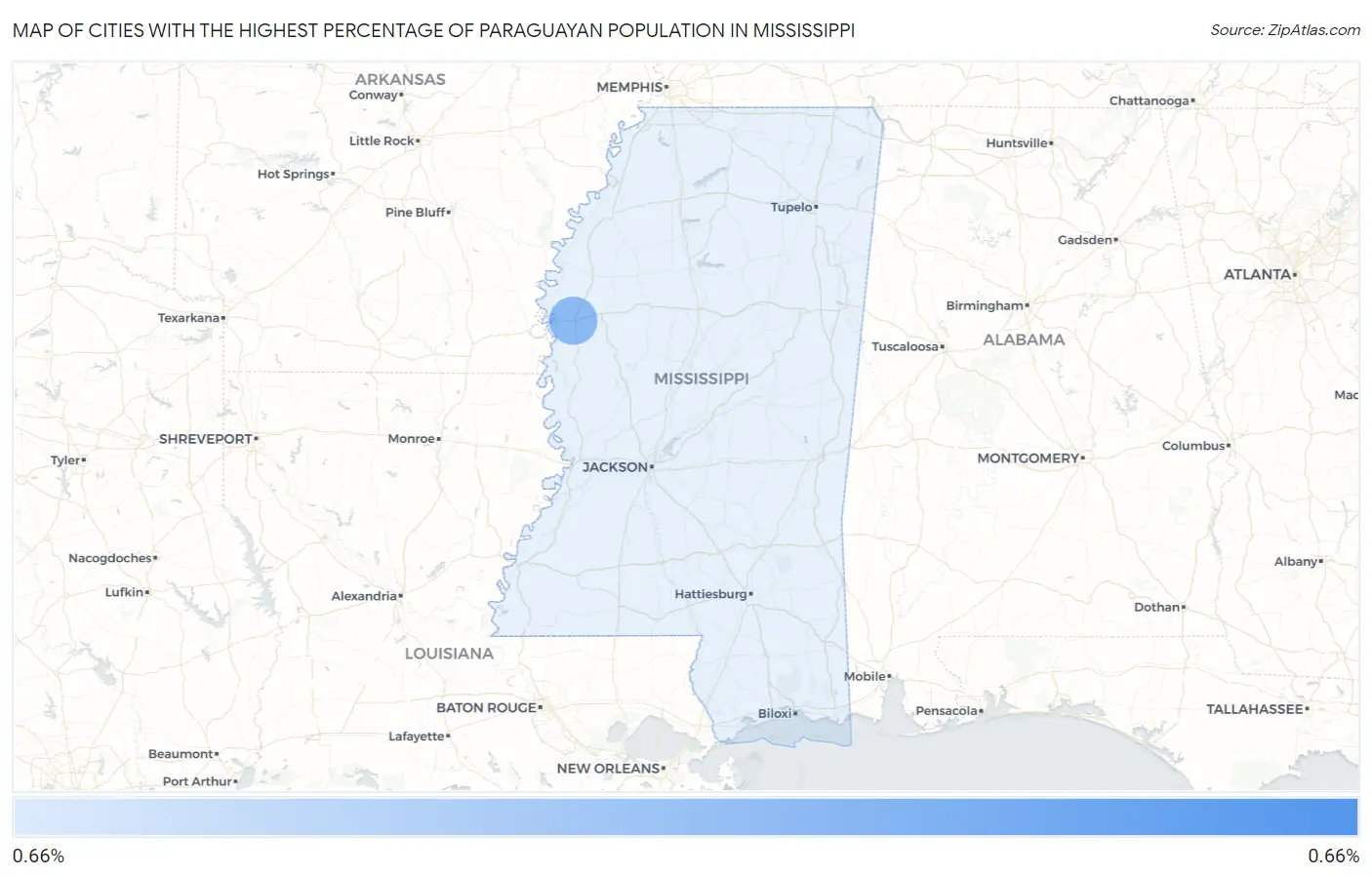 Cities with the Highest Percentage of Paraguayan Population in Mississippi Map