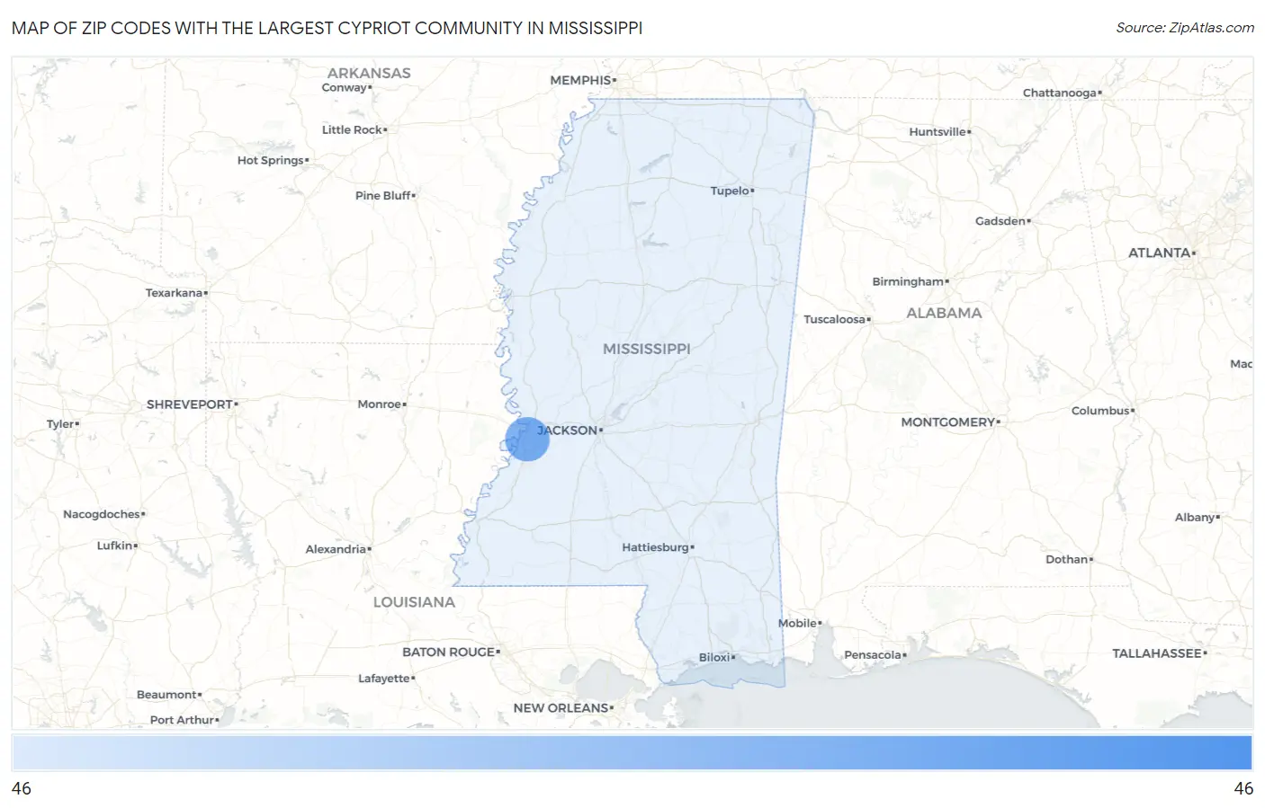 Zip Codes with the Largest Cypriot Community in Mississippi Map