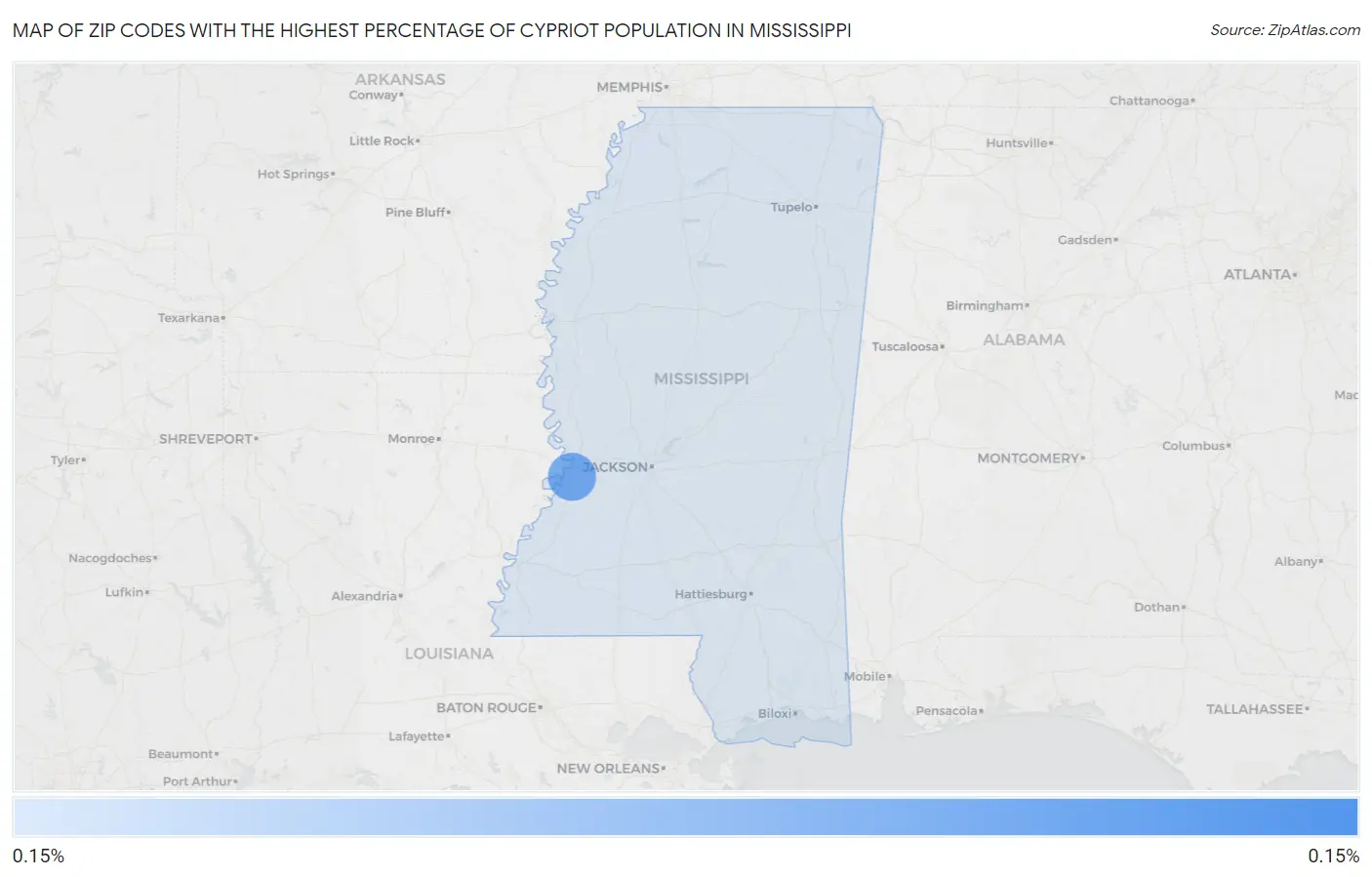Zip Codes with the Highest Percentage of Cypriot Population in Mississippi Map