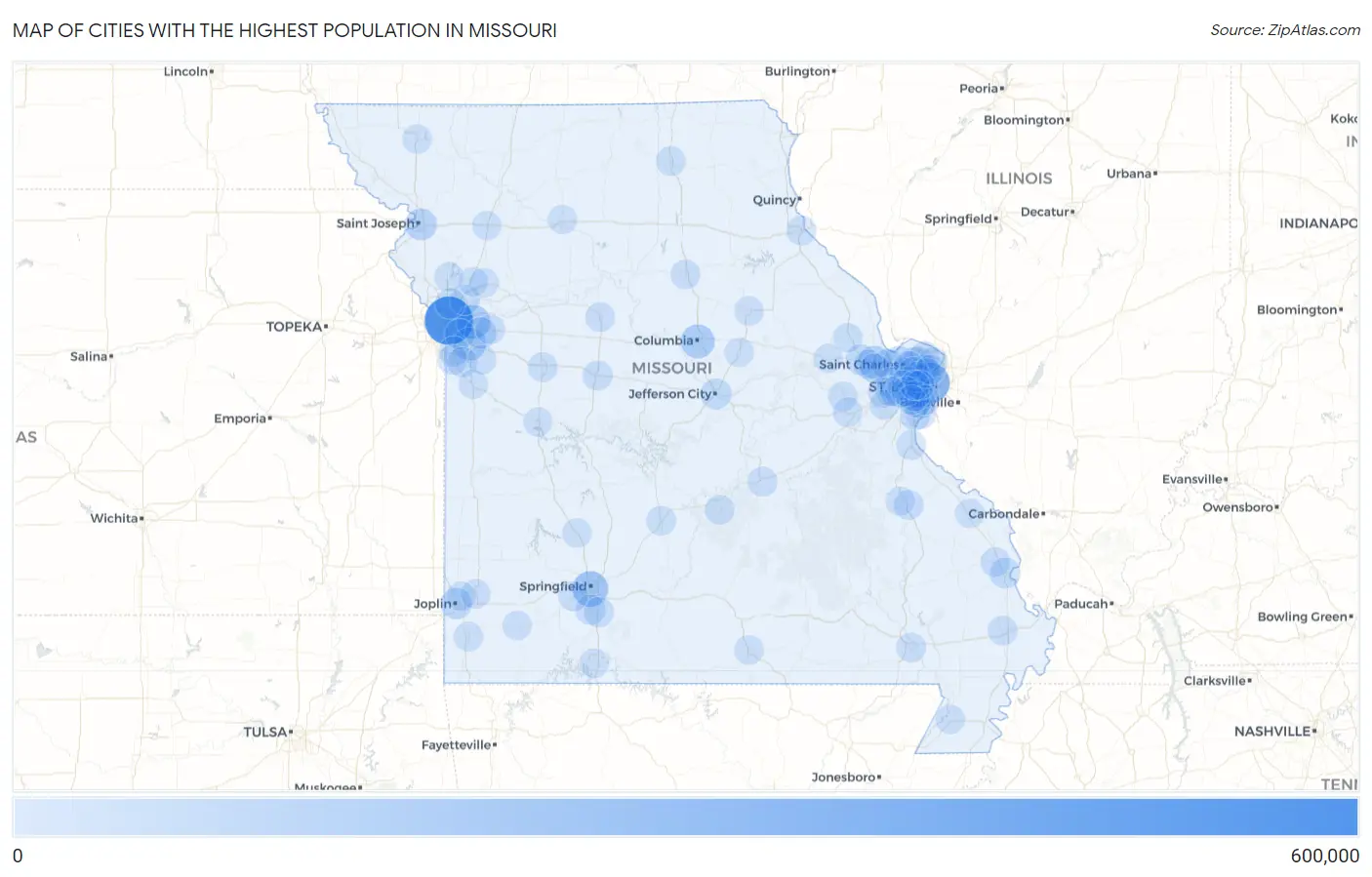 Cities with the Highest Population in Missouri Map