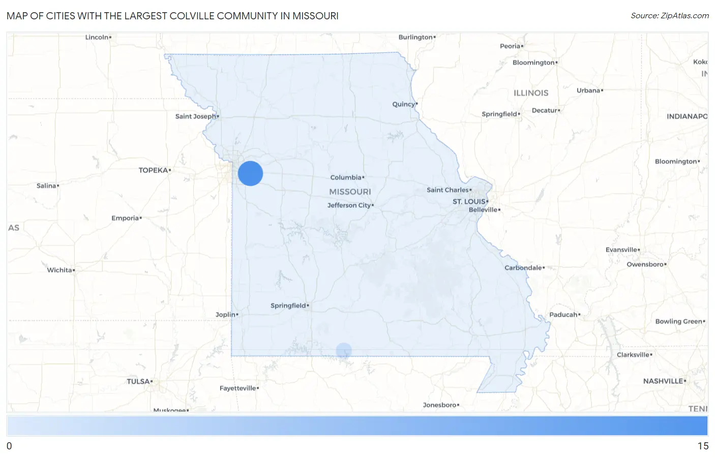 Cities with the Largest Colville Community in Missouri Map
