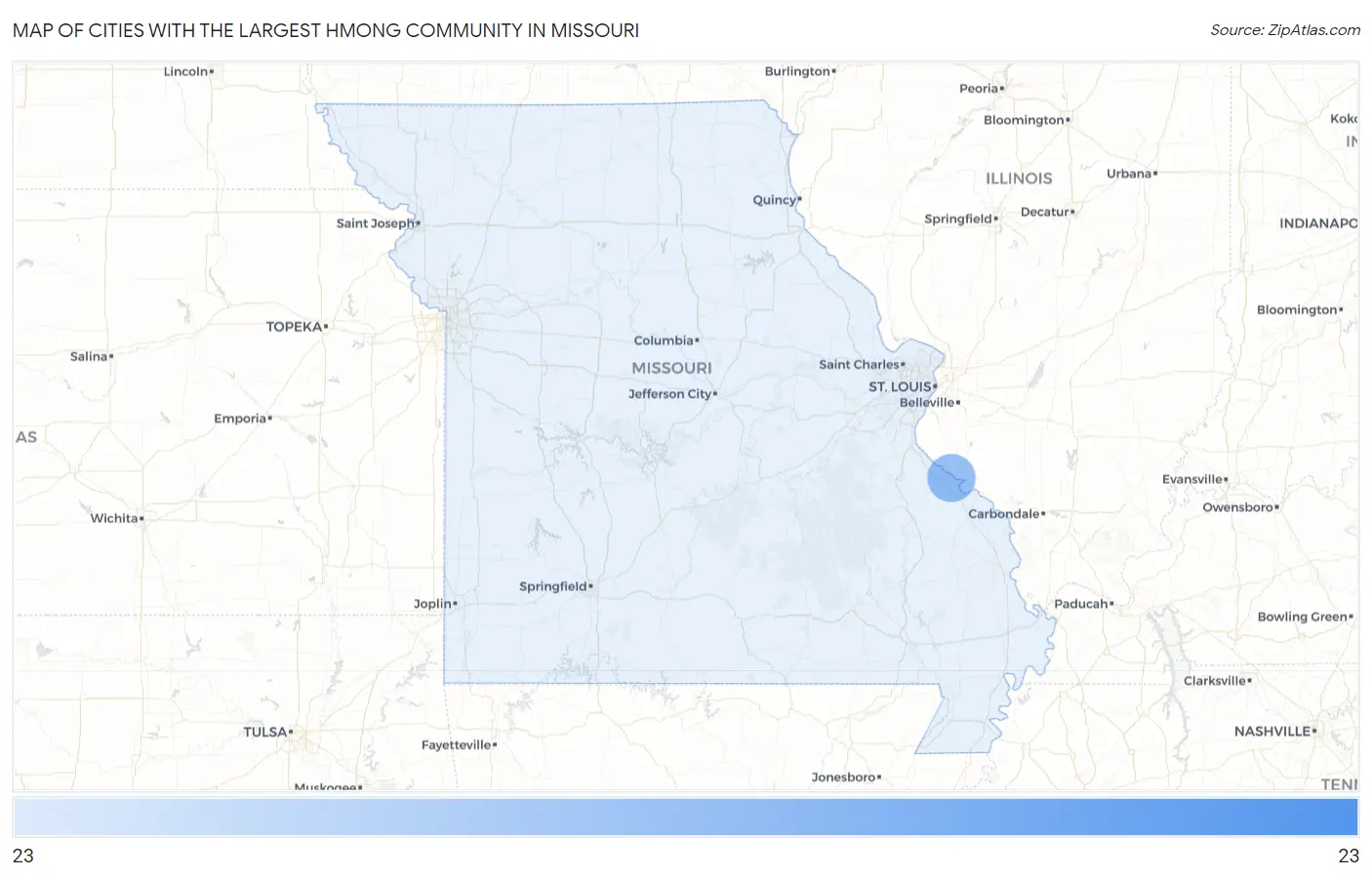 Cities with the Largest Hmong Community in Missouri Map