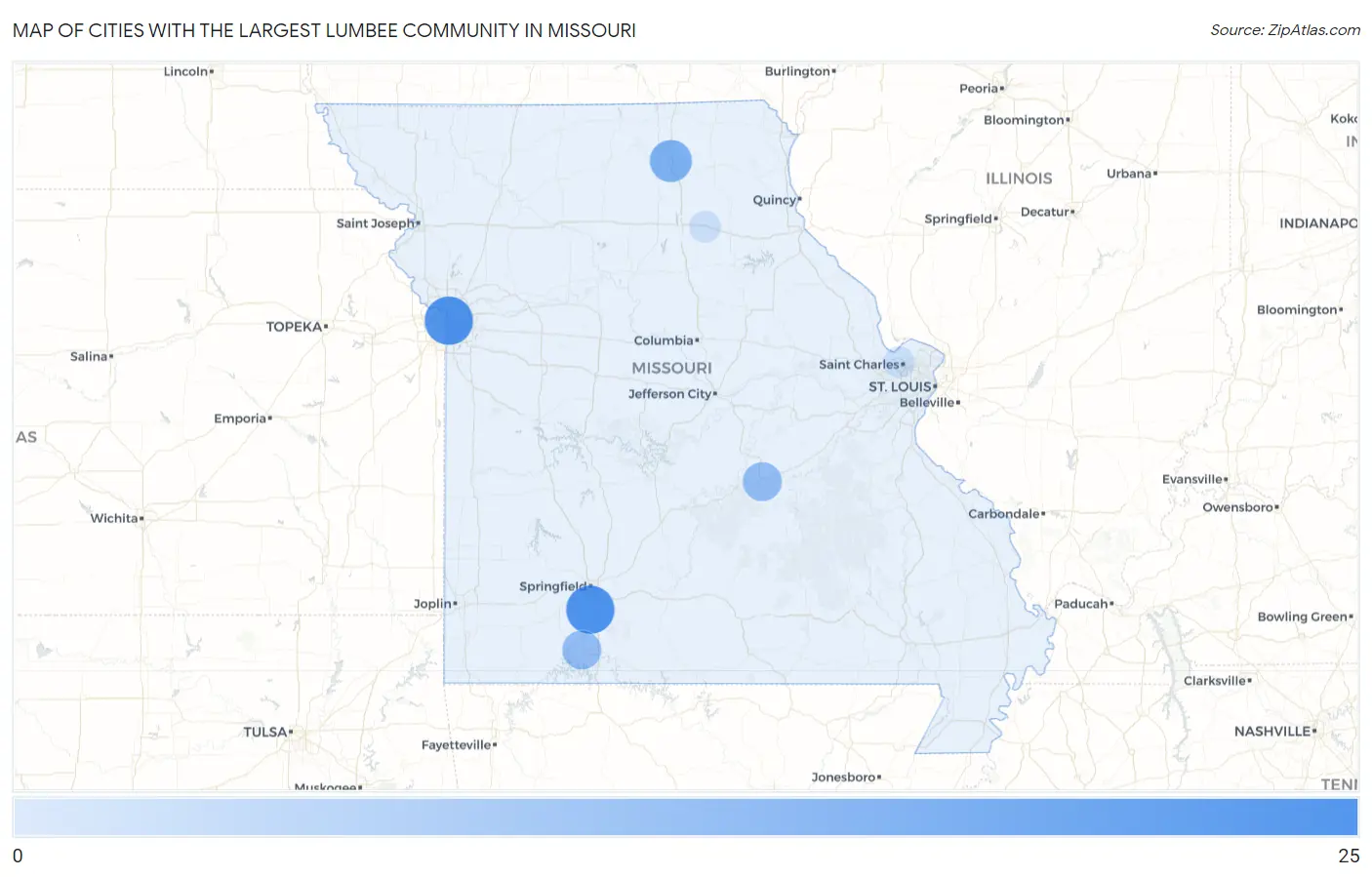 Cities with the Largest Lumbee Community in Missouri Map
