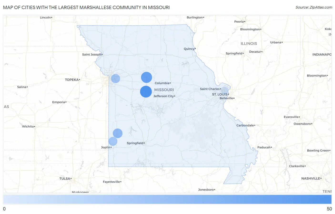 Cities with the Largest Marshallese Community in Missouri Map