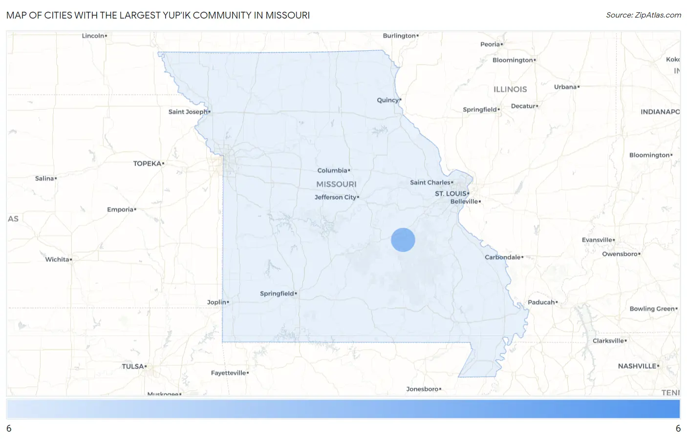 Cities with the Largest Yup'ik Community in Missouri Map