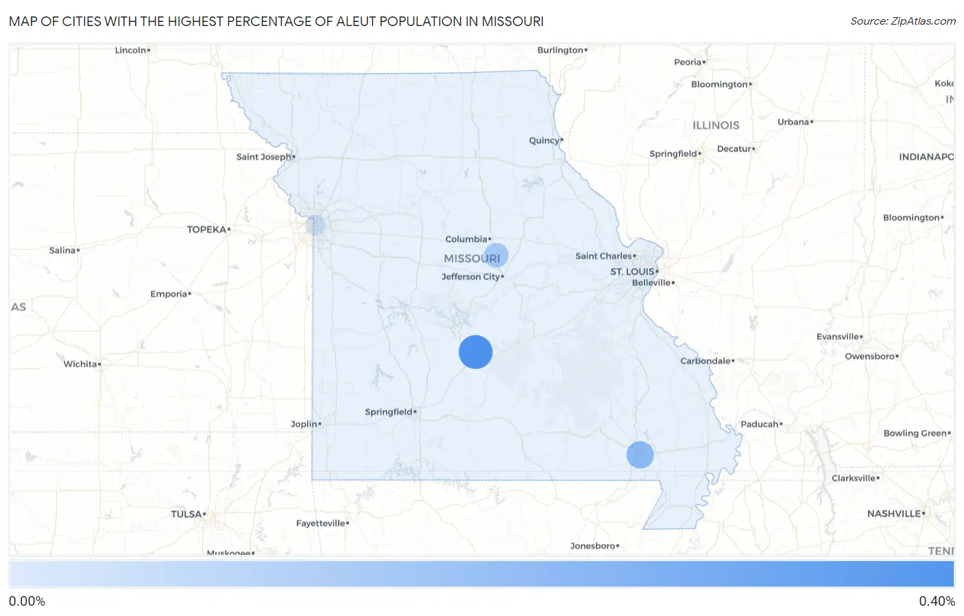 Cities with the Highest Percentage of Aleut Population in Missouri Map