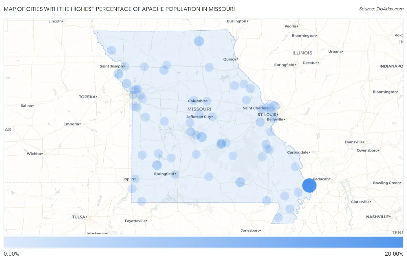 Cities with the Highest Percentage of Apache Population in Missouri Map