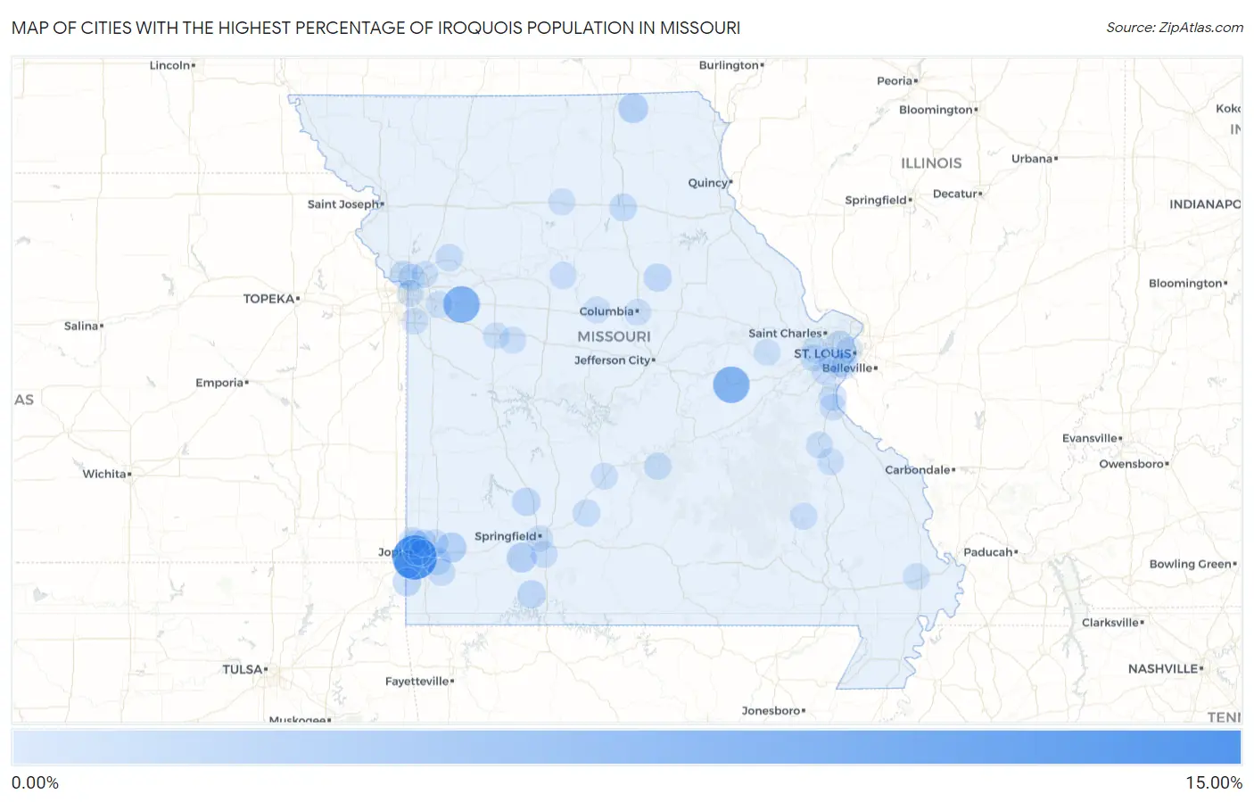 Cities with the Highest Percentage of Iroquois Population in Missouri Map