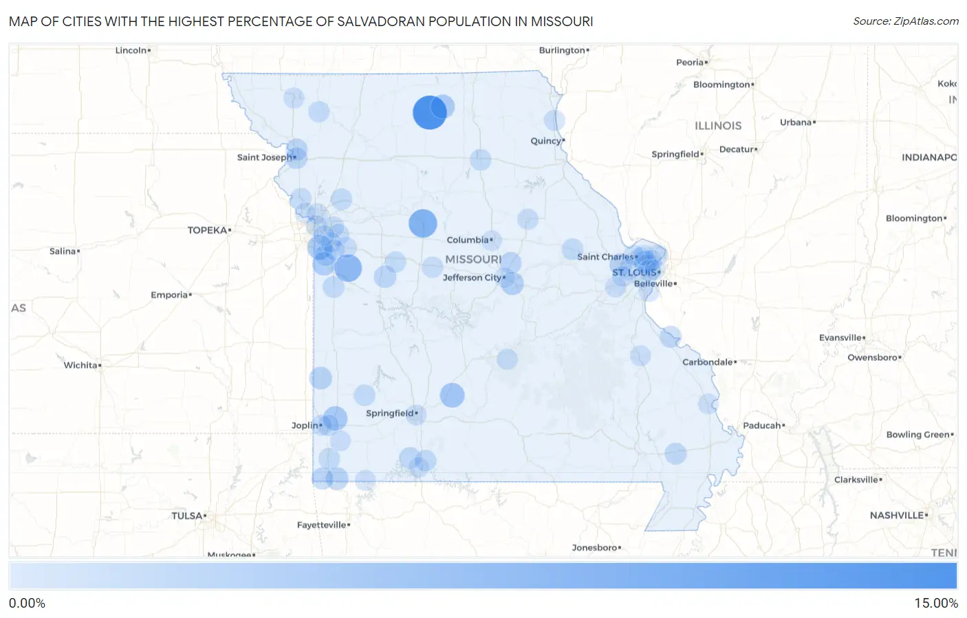 Cities with the Highest Percentage of Salvadoran Population in Missouri Map