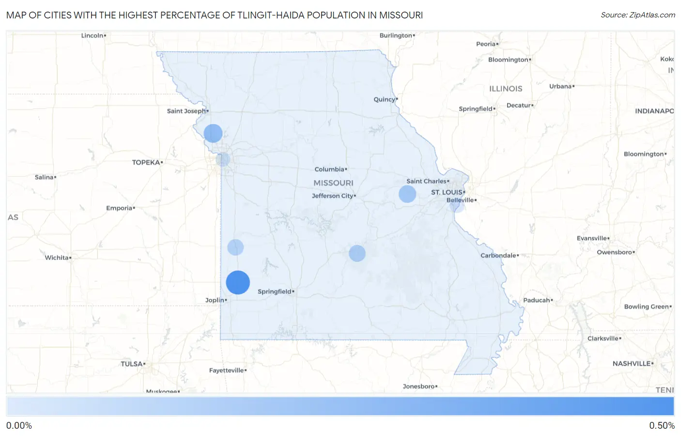Cities with the Highest Percentage of Tlingit-Haida Population in Missouri Map