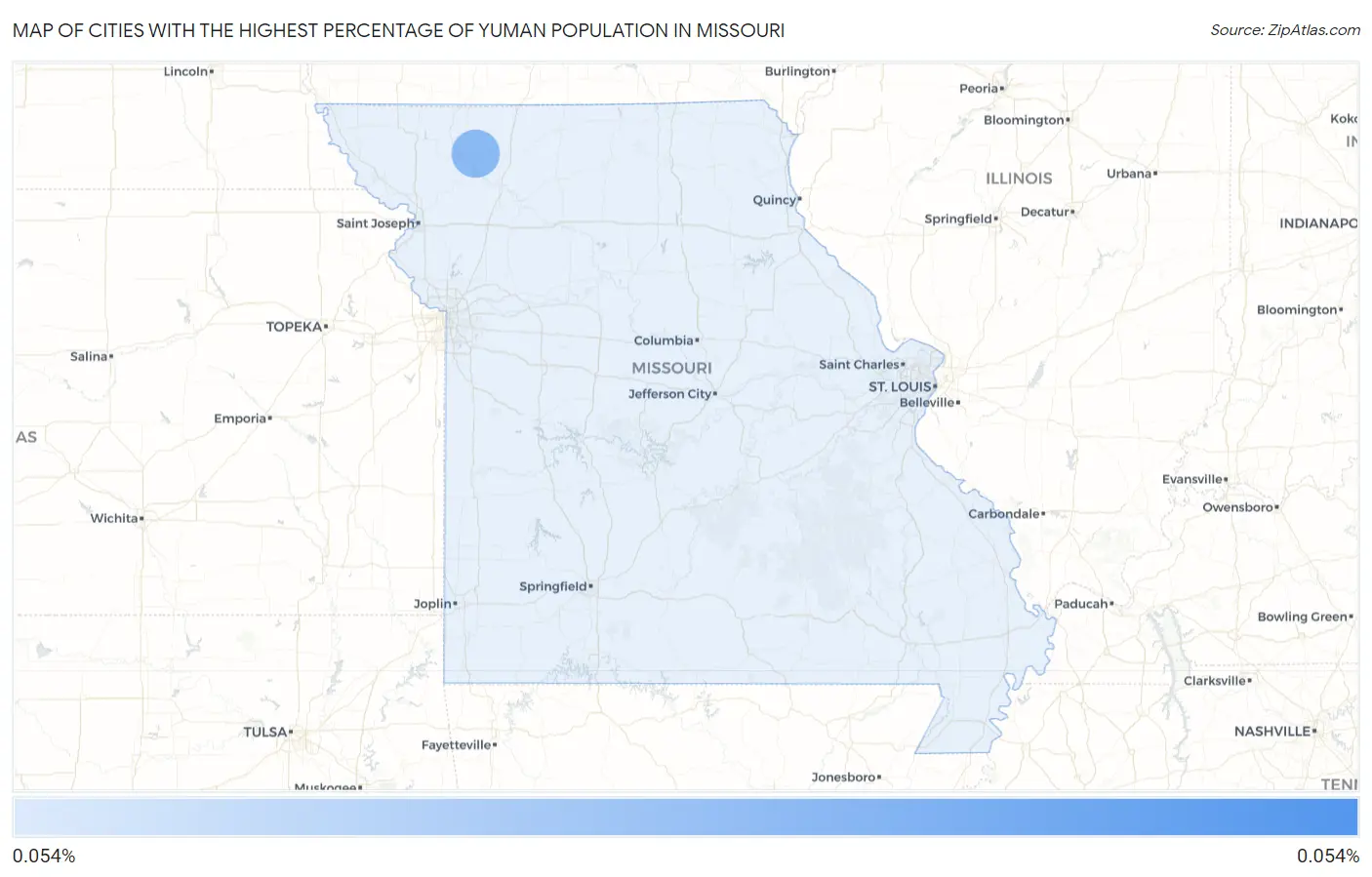 Cities with the Highest Percentage of Yuman Population in Missouri Map