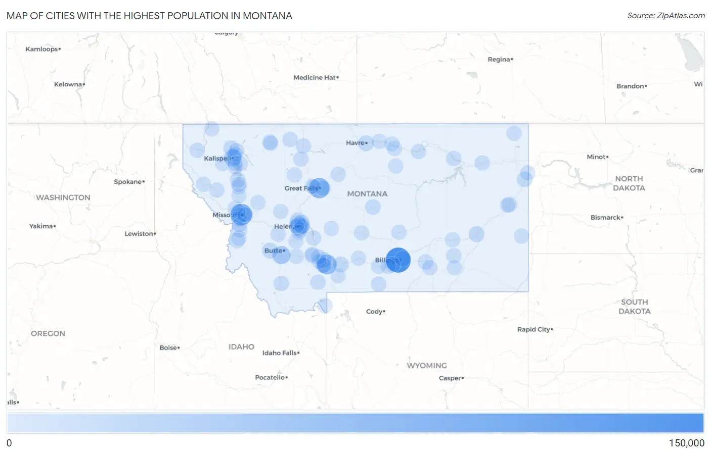 Cities with the Highest Population in Montana Map