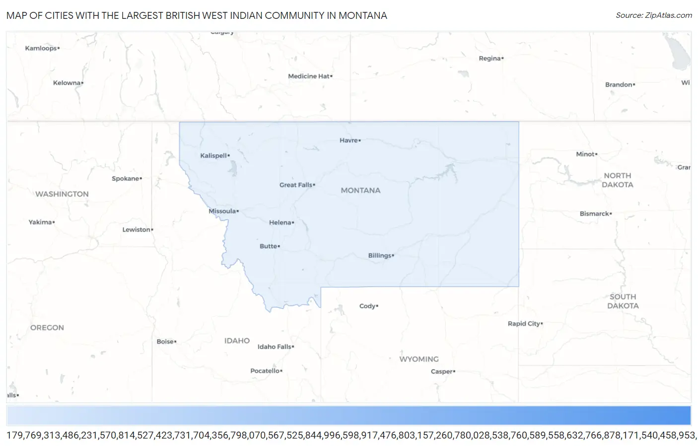 Cities with the Largest British West Indian Community in Montana Map