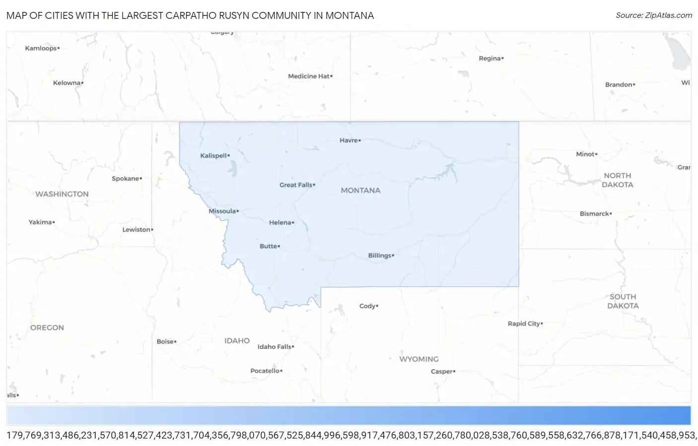 Cities with the Largest Carpatho Rusyn Community in Montana Map
