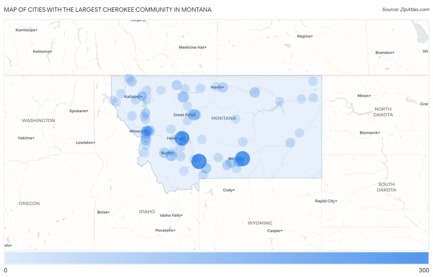 Cities with the Largest Cherokee Community in Montana Map