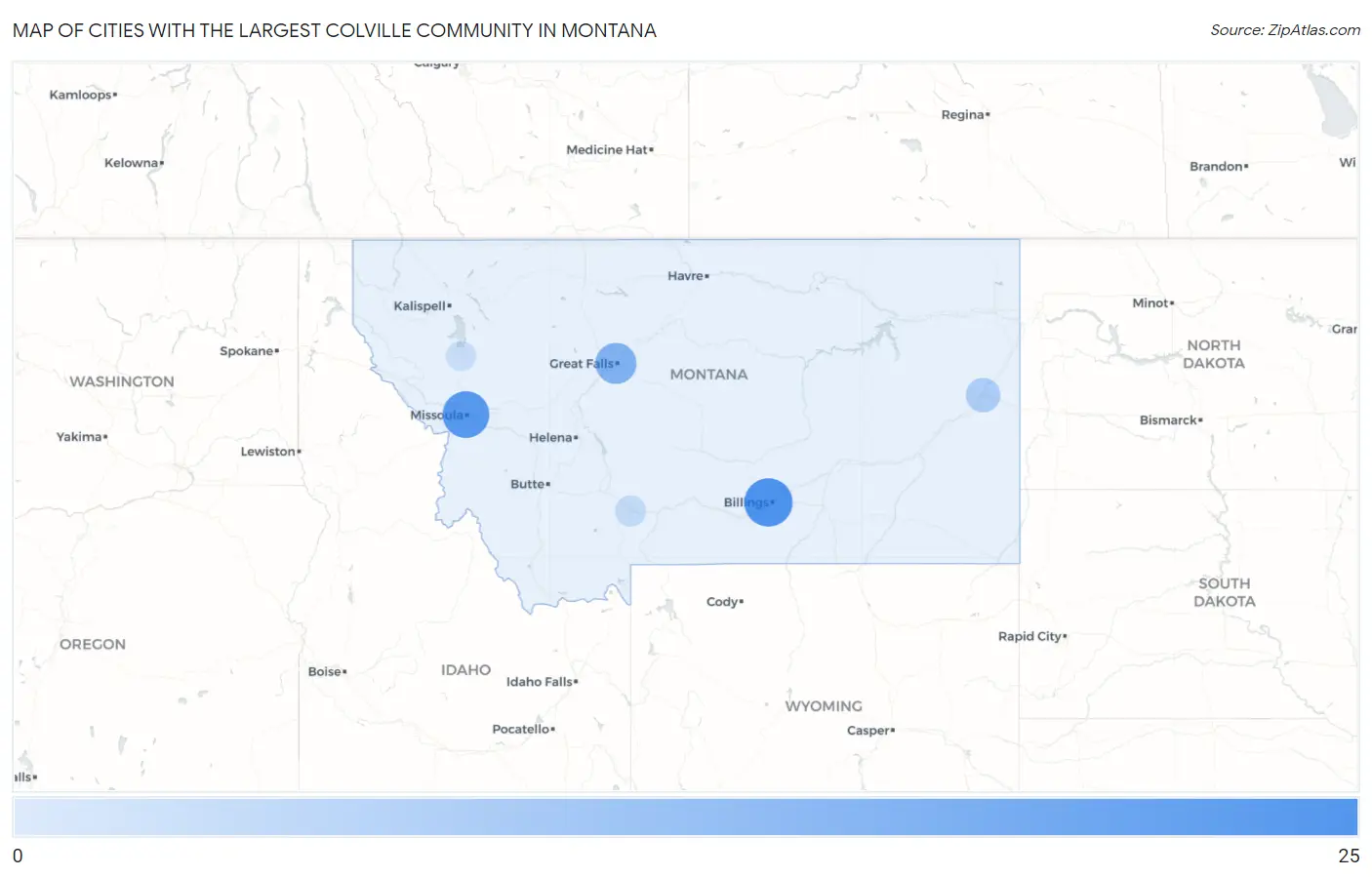 Cities with the Largest Colville Community in Montana Map