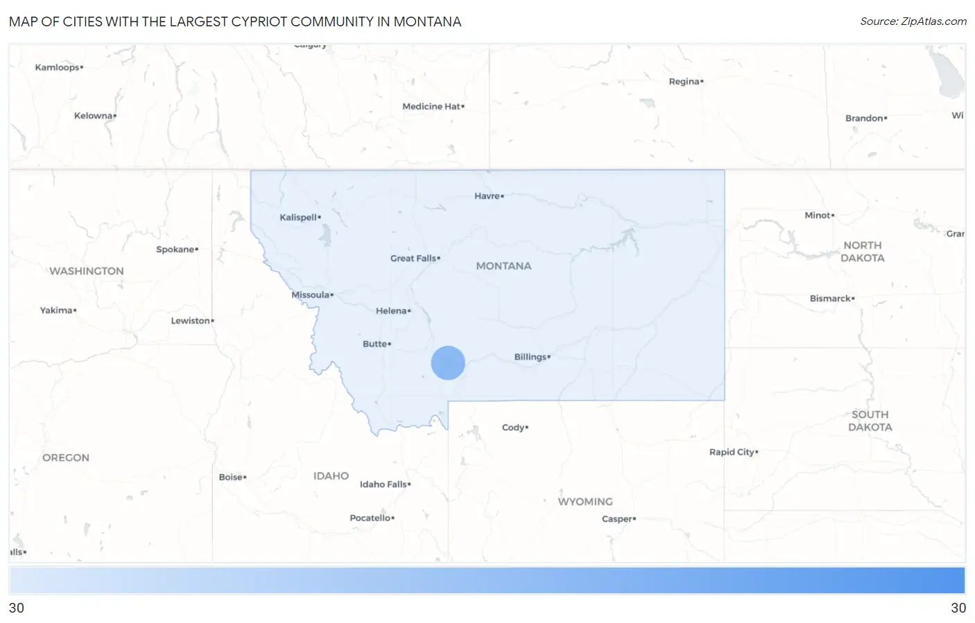 Cities with the Largest Cypriot Community in Montana Map