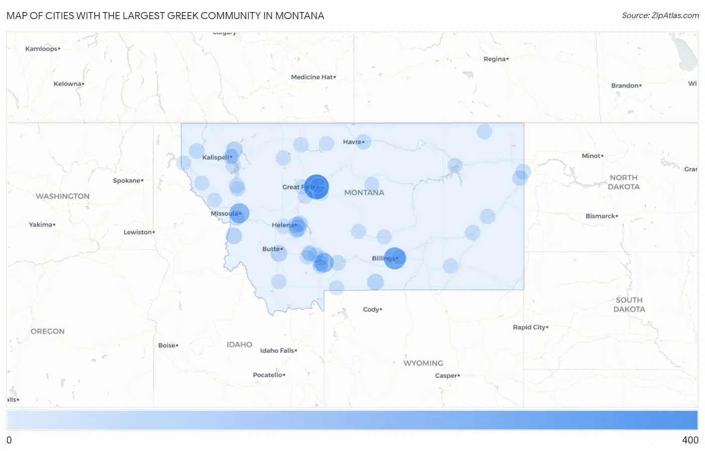 Cities with the Largest Greek Community in Montana Map