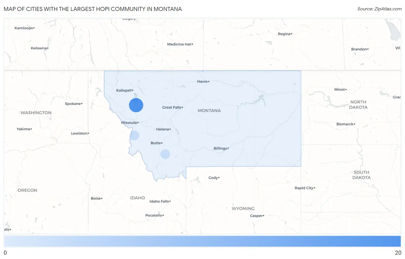 Cities with the Largest Hopi Community in Montana Map