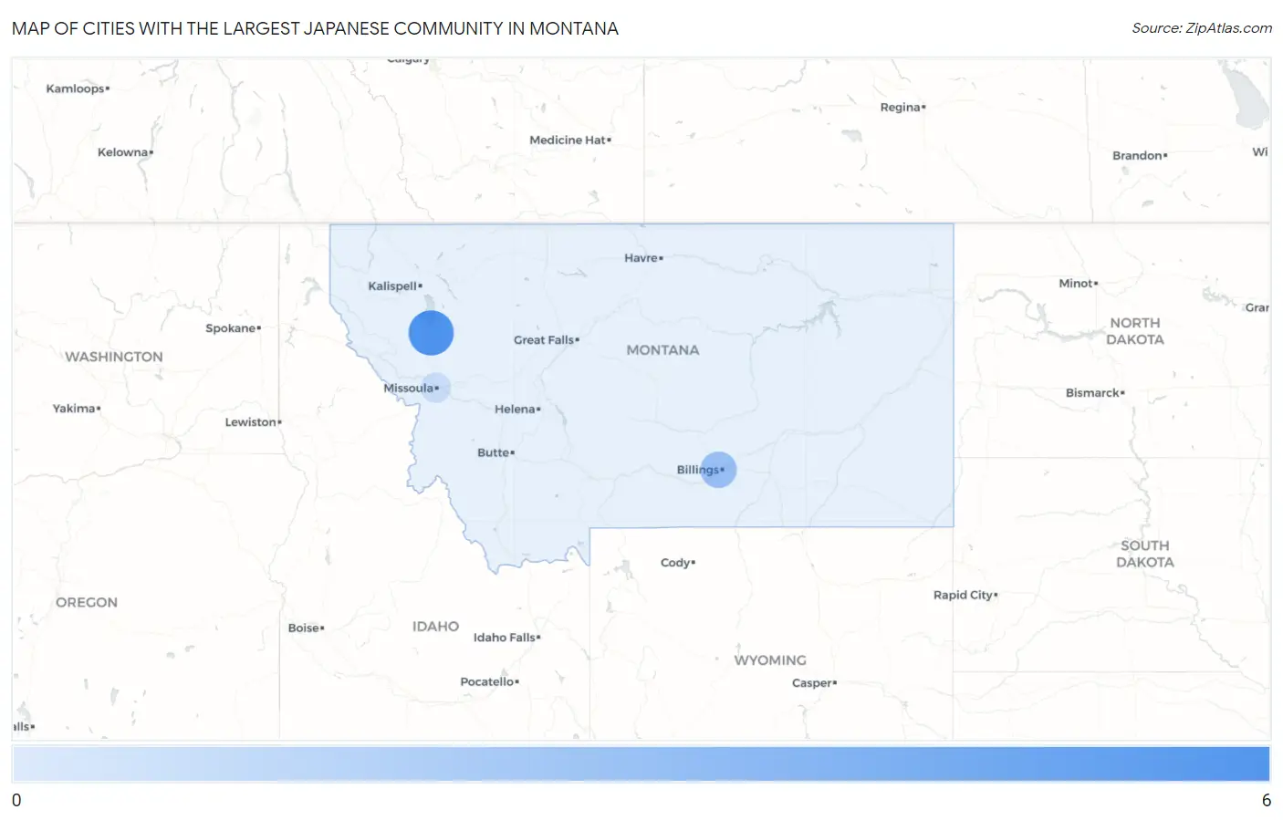 Cities with the Largest Japanese Community in Montana Map