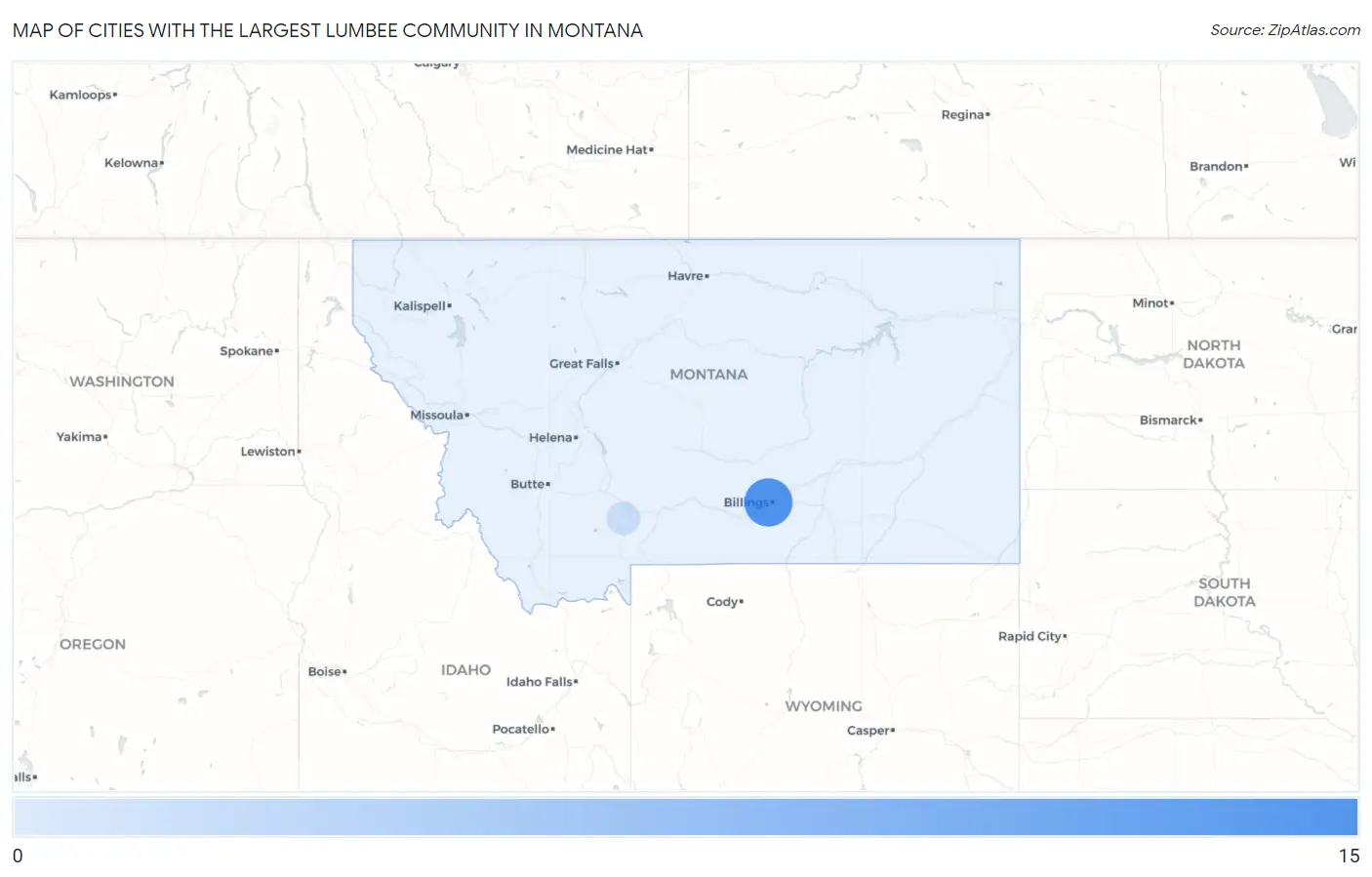 Cities with the Largest Lumbee Community in Montana Map