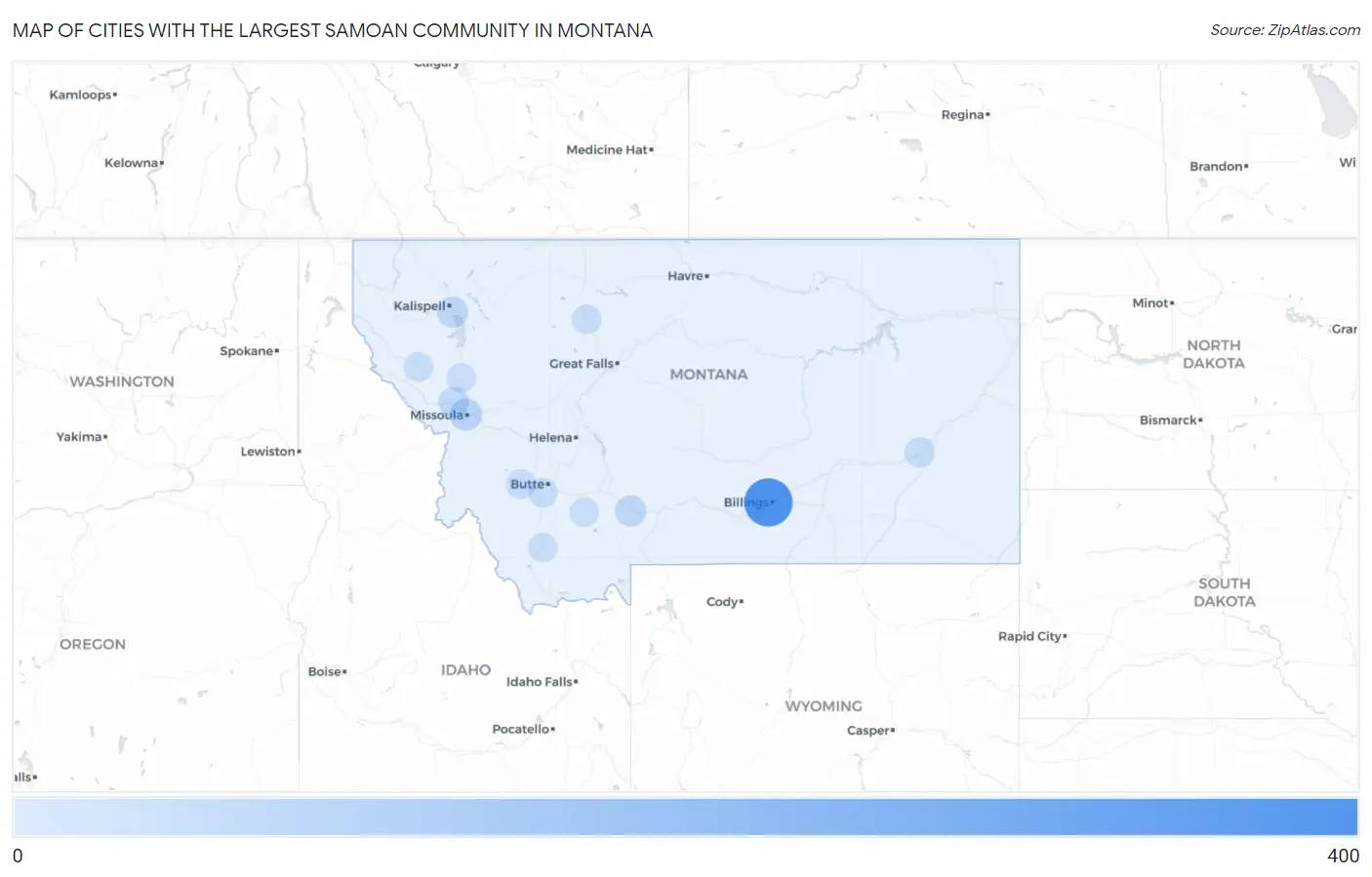 Cities with the Largest Samoan Community in Montana Map
