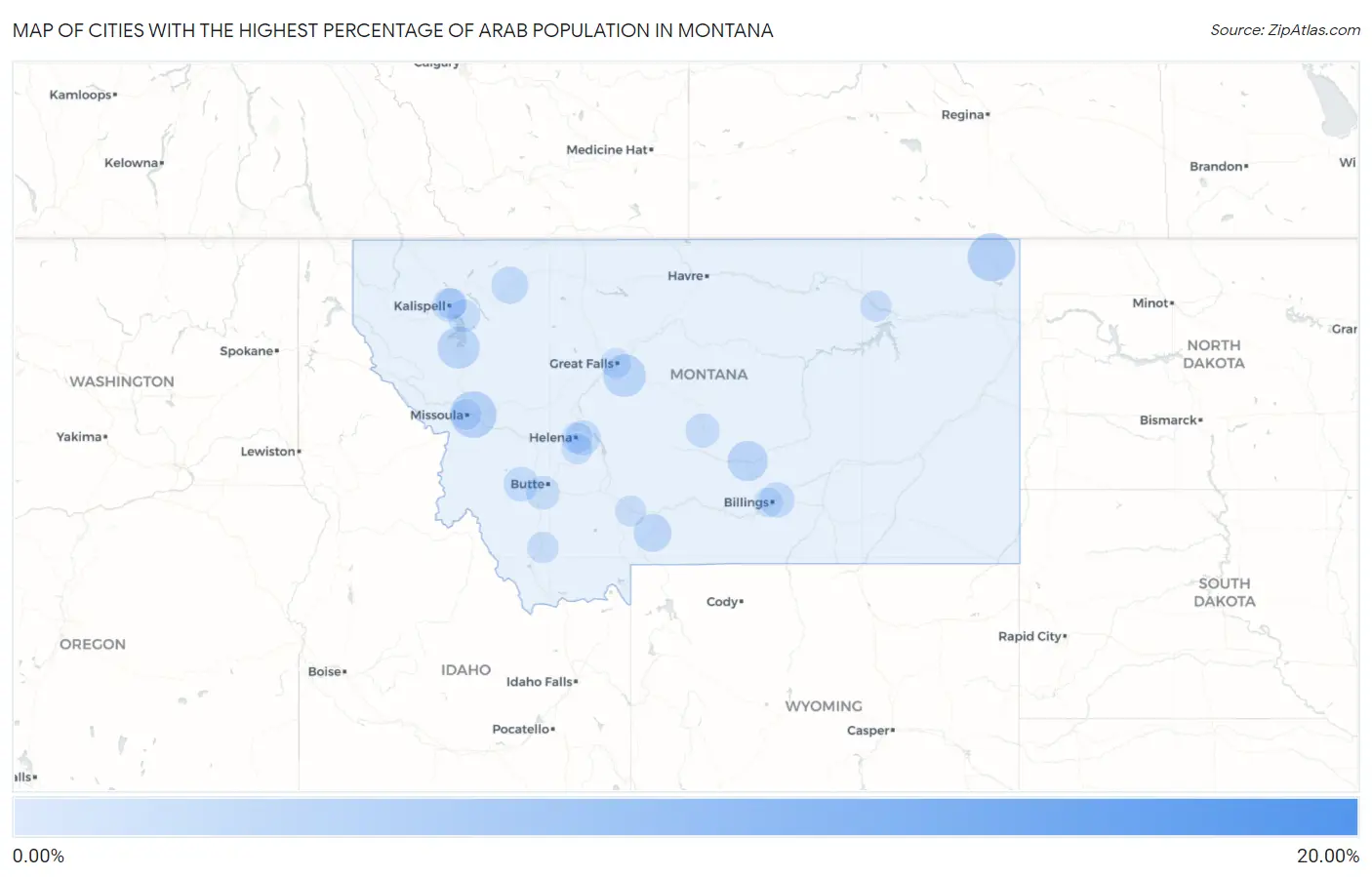 Cities with the Highest Percentage of Arab Population in Montana Map