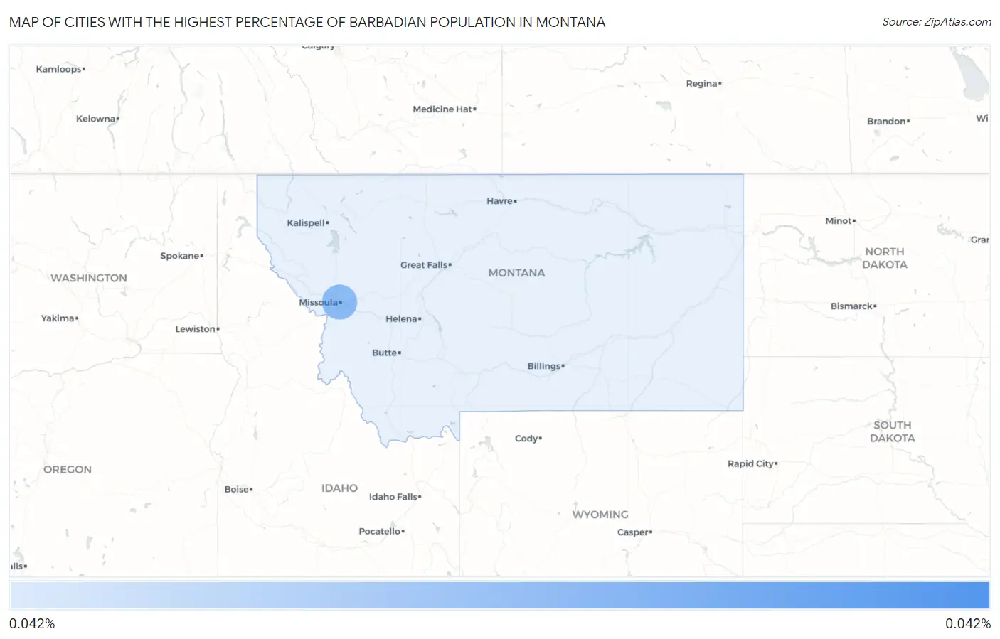 Cities with the Highest Percentage of Barbadian Population in Montana Map