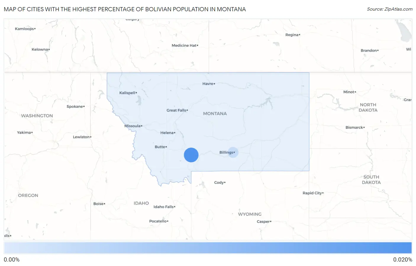Cities with the Highest Percentage of Bolivian Population in Montana Map