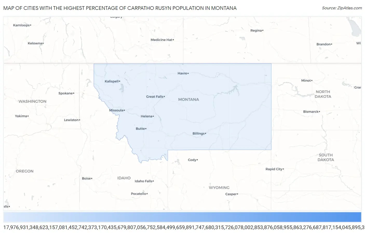 Cities with the Highest Percentage of Carpatho Rusyn Population in Montana Map