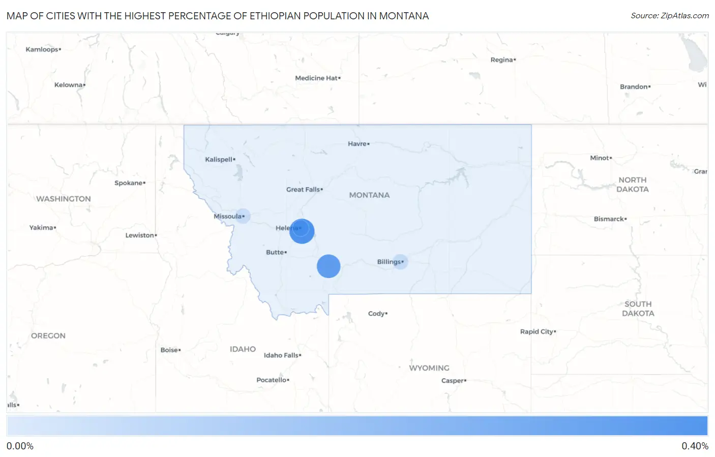 Cities with the Highest Percentage of Ethiopian Population in Montana Map
