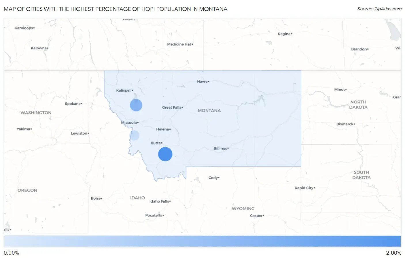 Cities with the Highest Percentage of Hopi Population in Montana Map
