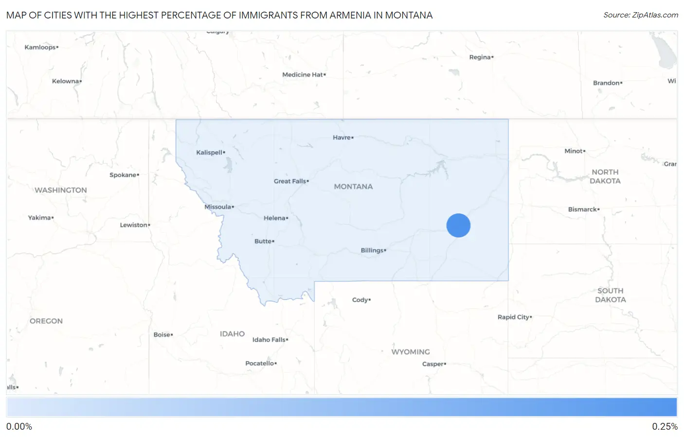 Cities with the Highest Percentage of Immigrants from Armenia in Montana Map