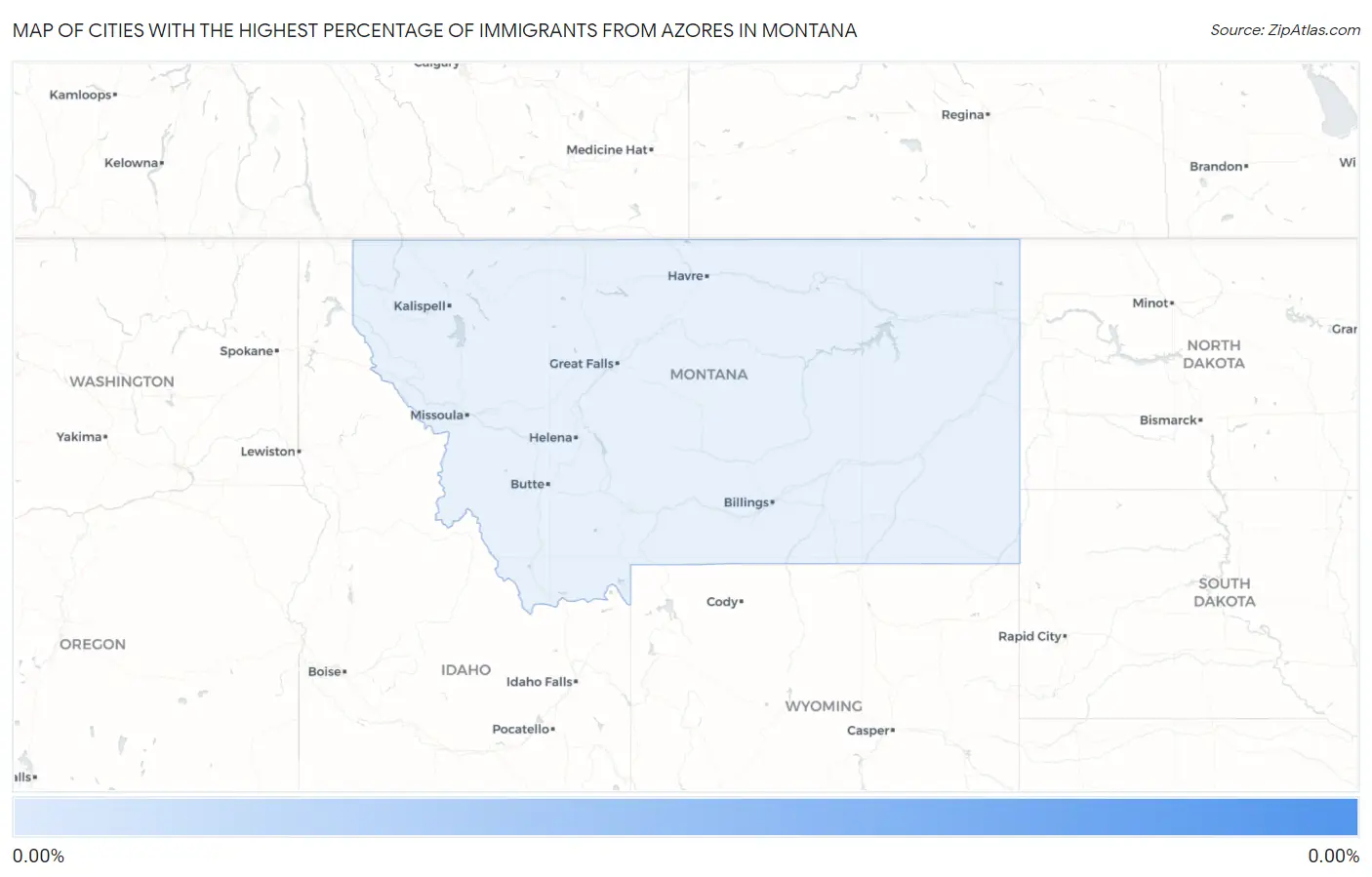 Cities with the Highest Percentage of Immigrants from Azores in Montana Map