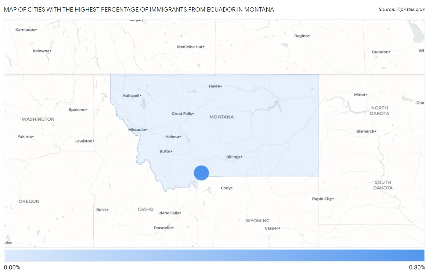 Cities with the Highest Percentage of Immigrants from Ecuador in Montana Map