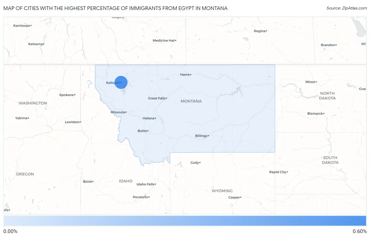 Cities with the Highest Percentage of Immigrants from Egypt in Montana Map
