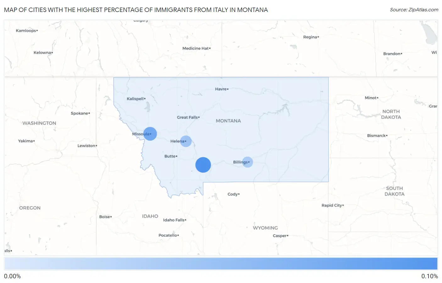 Cities with the Highest Percentage of Immigrants from Italy in Montana Map