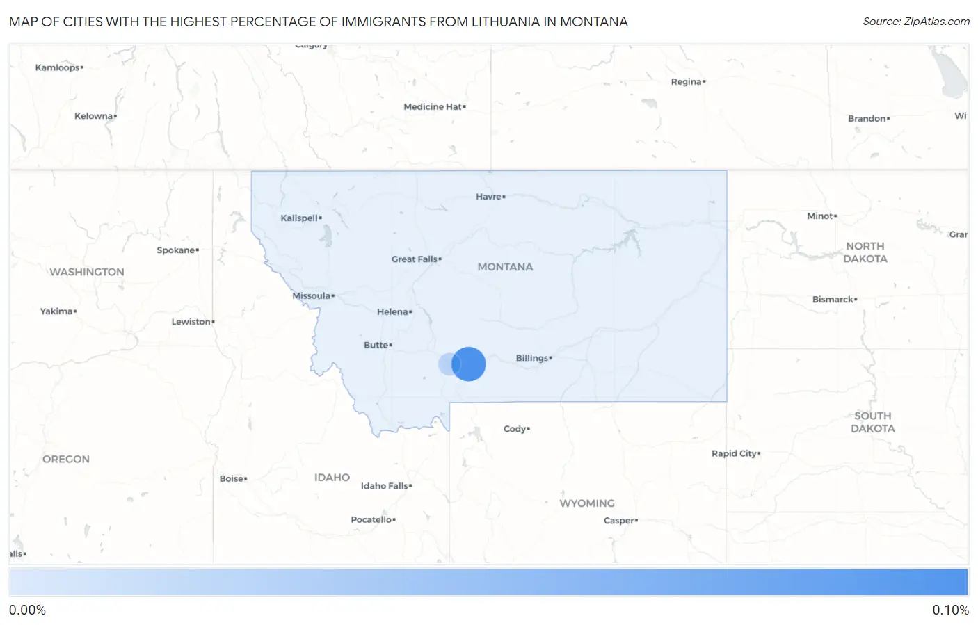 Cities with the Highest Percentage of Immigrants from Lithuania in Montana Map