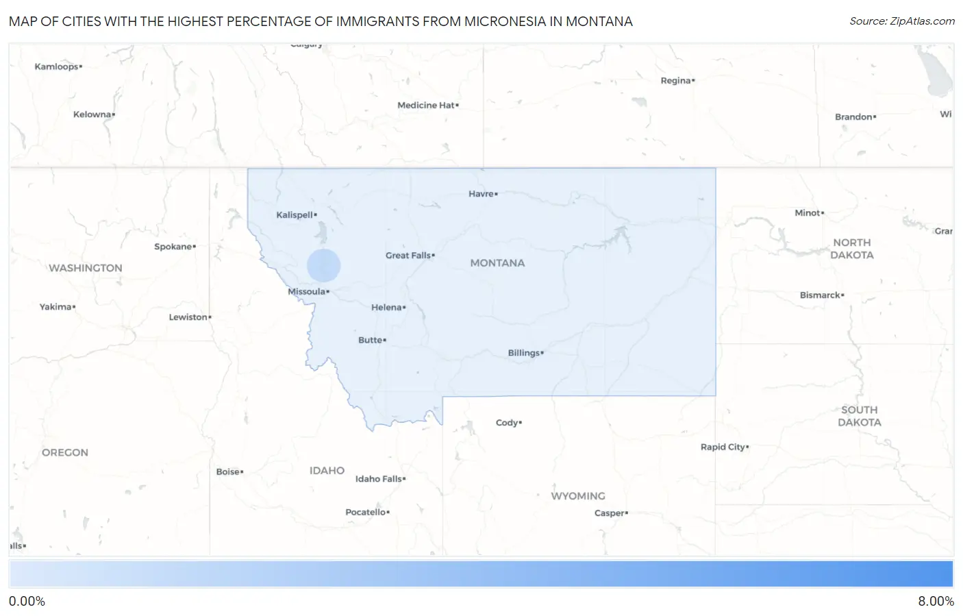 Cities with the Highest Percentage of Immigrants from Micronesia in Montana Map
