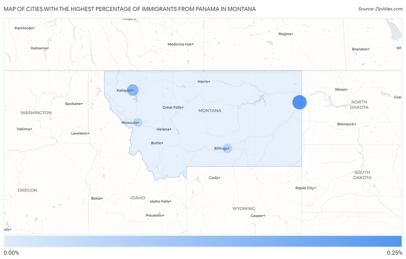 Cities with the Highest Percentage of Immigrants from Panama in Montana Map