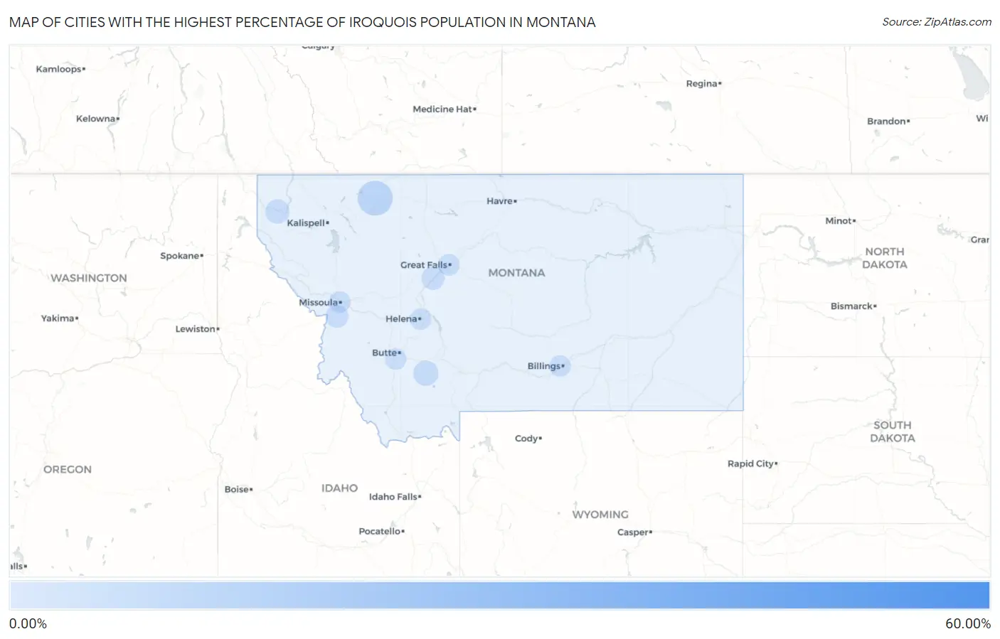 Cities with the Highest Percentage of Iroquois Population in Montana Map