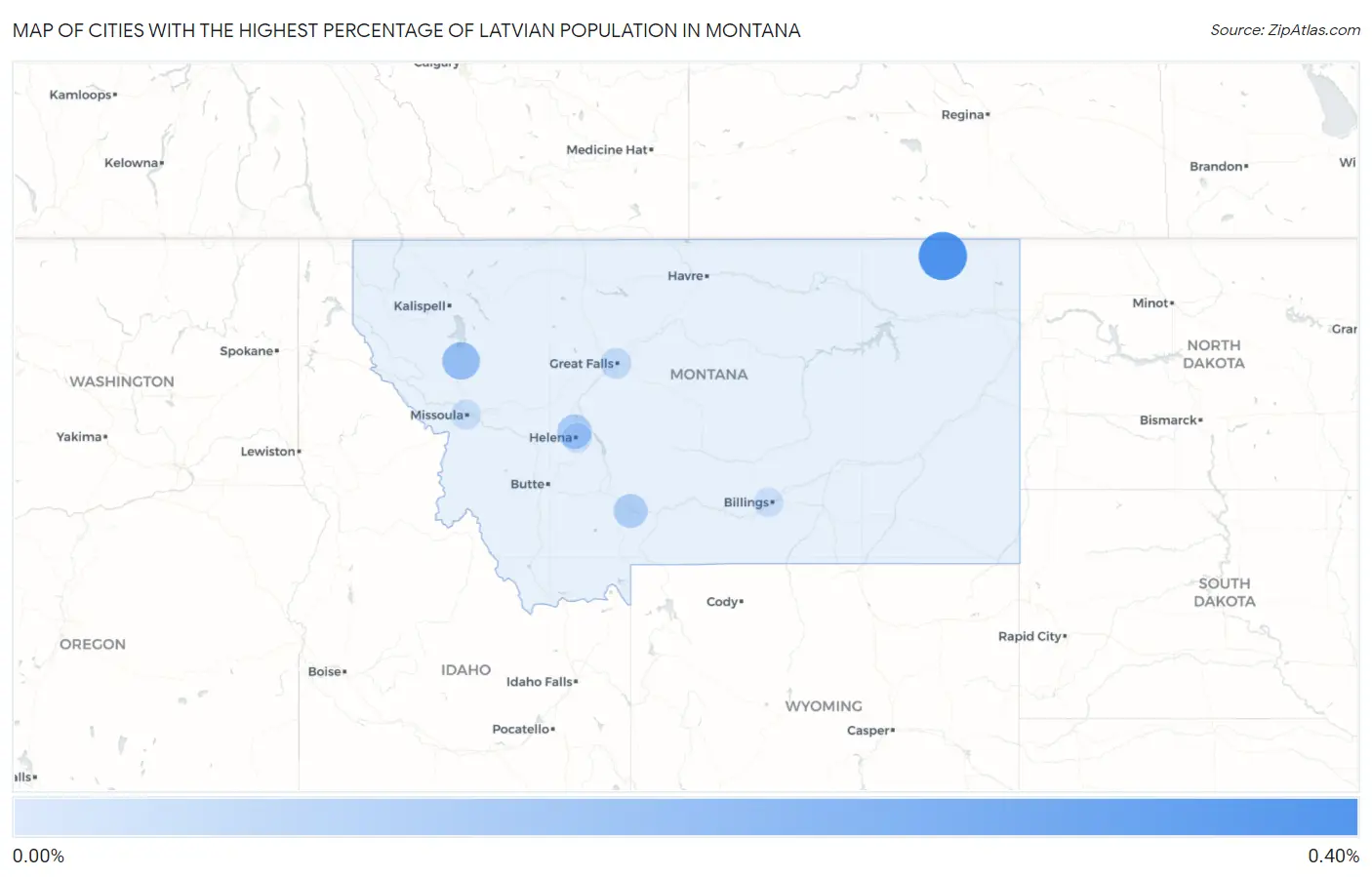 Cities with the Highest Percentage of Latvian Population in Montana Map