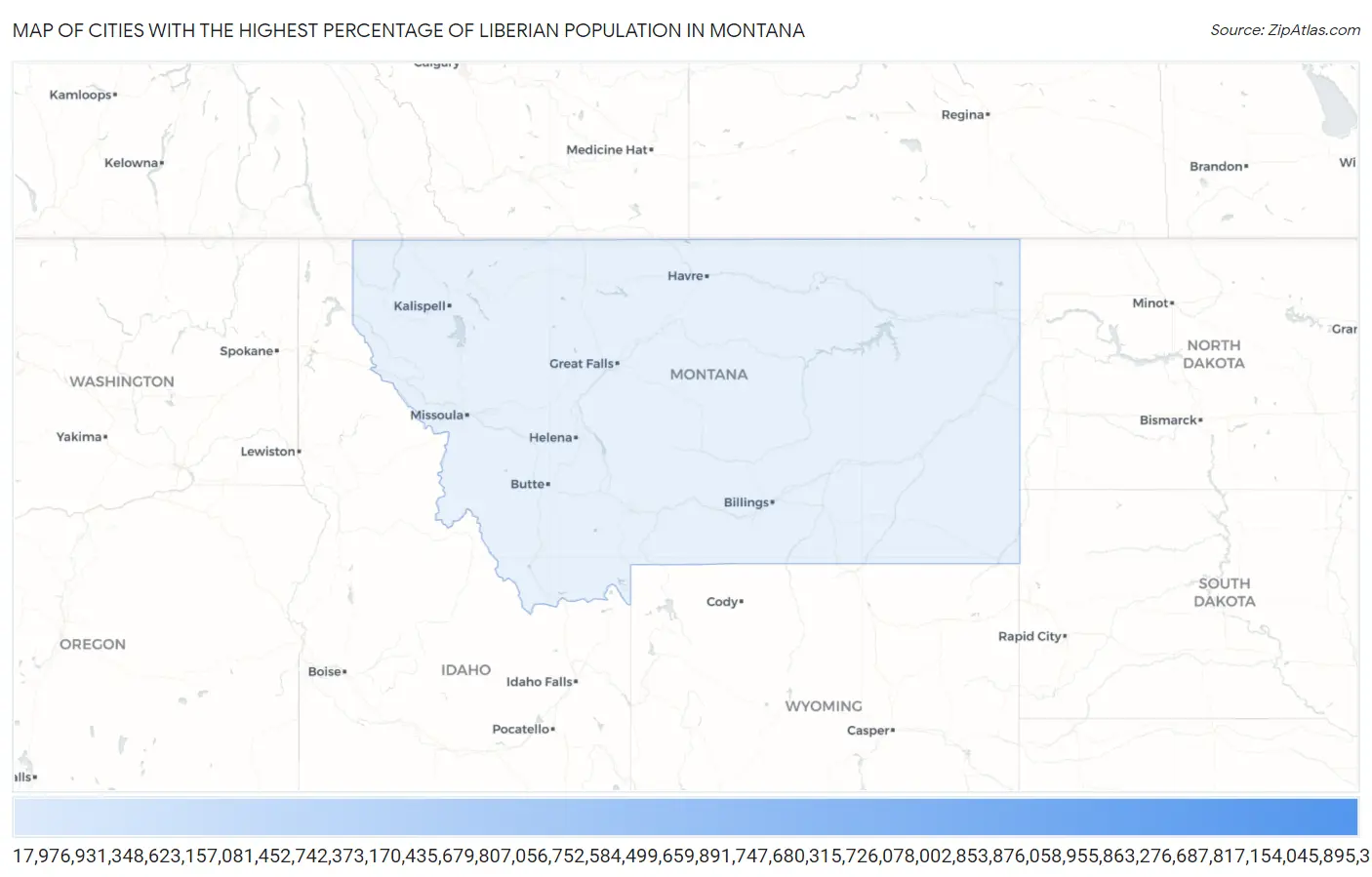 Cities with the Highest Percentage of Liberian Population in Montana Map
