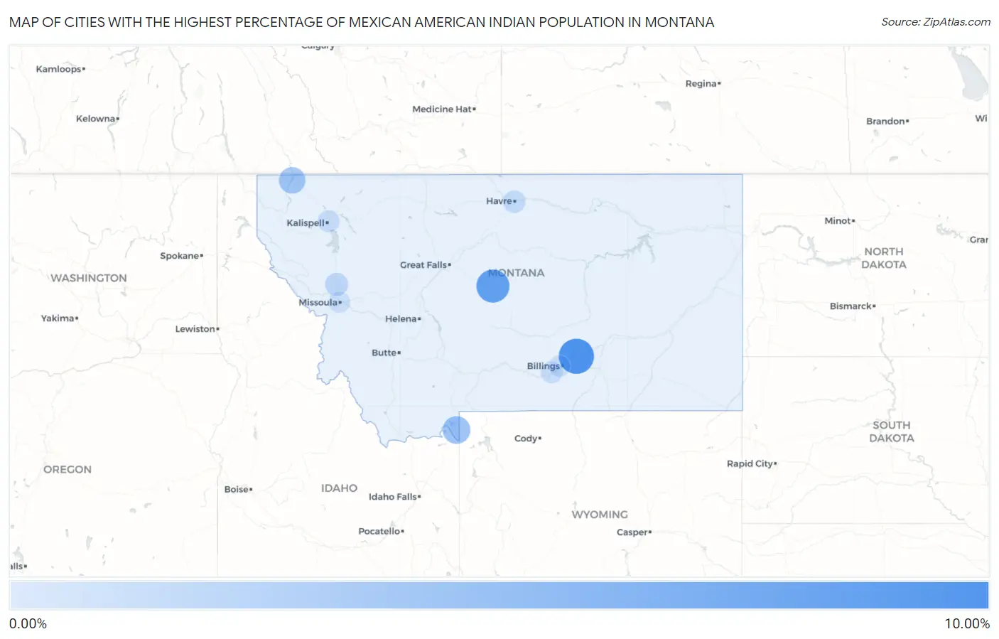 Cities with the Highest Percentage of Mexican American Indian Population in Montana Map