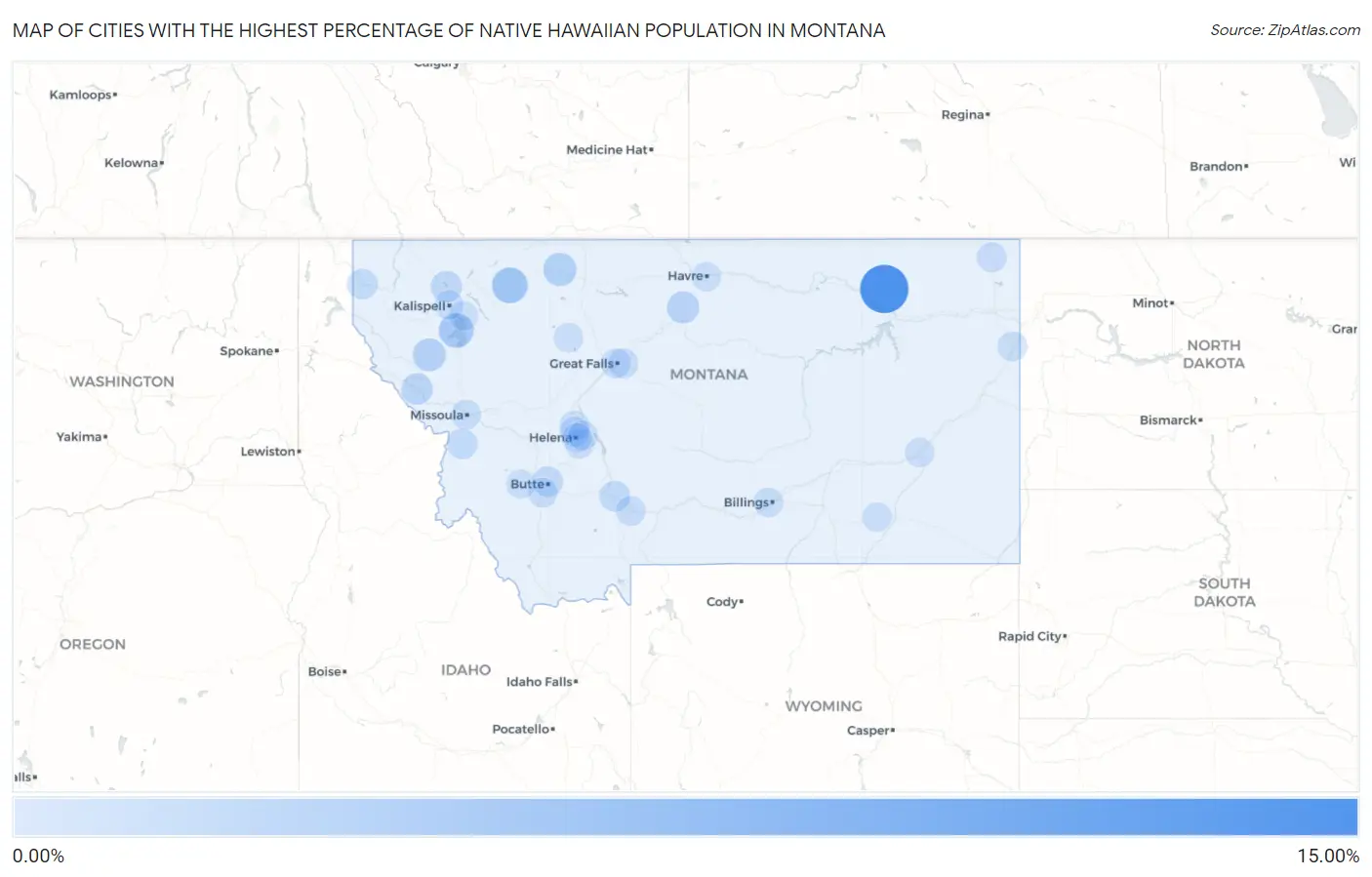 Cities with the Highest Percentage of Native Hawaiian Population in Montana Map