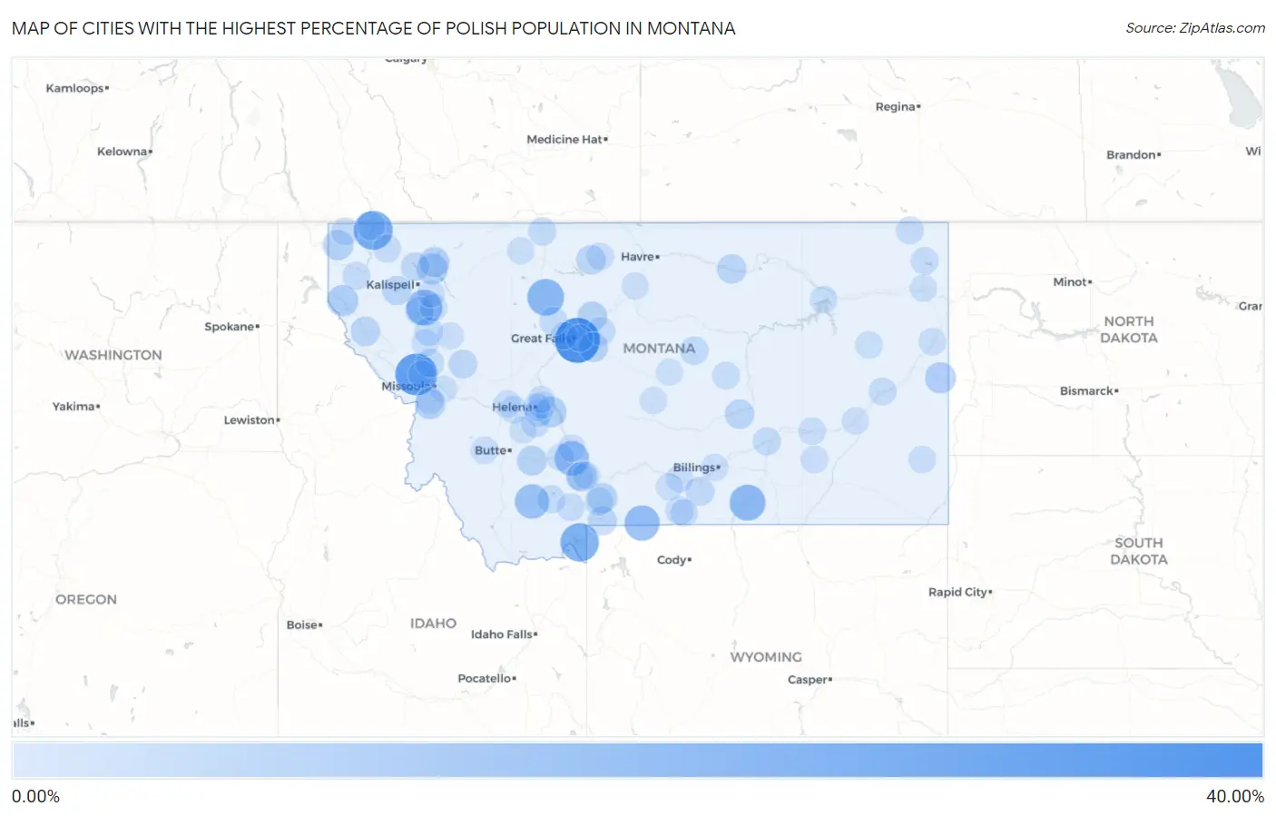 Cities with the Highest Percentage of Polish Population in Montana Map