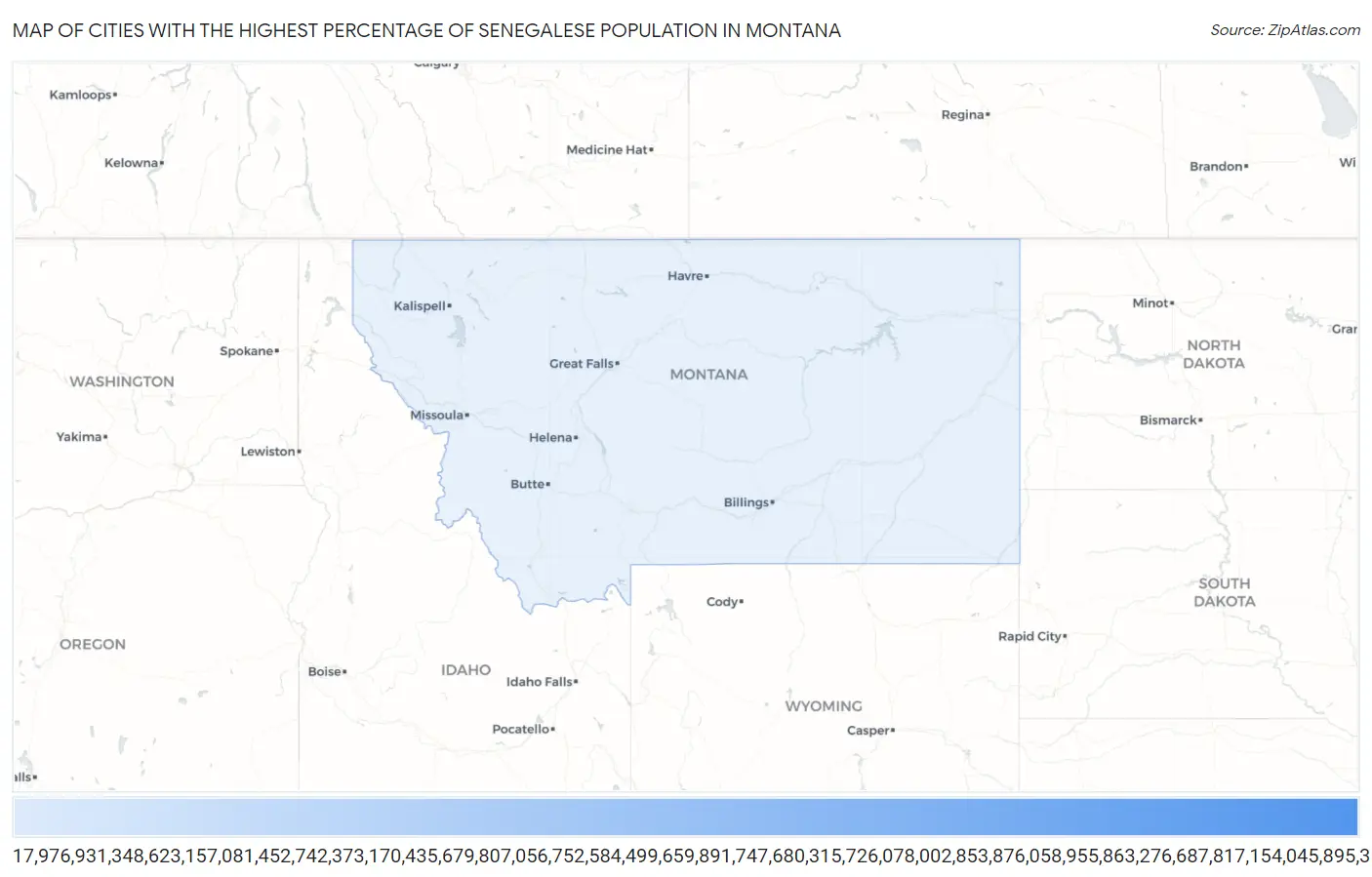 Cities with the Highest Percentage of Senegalese Population in Montana Map
